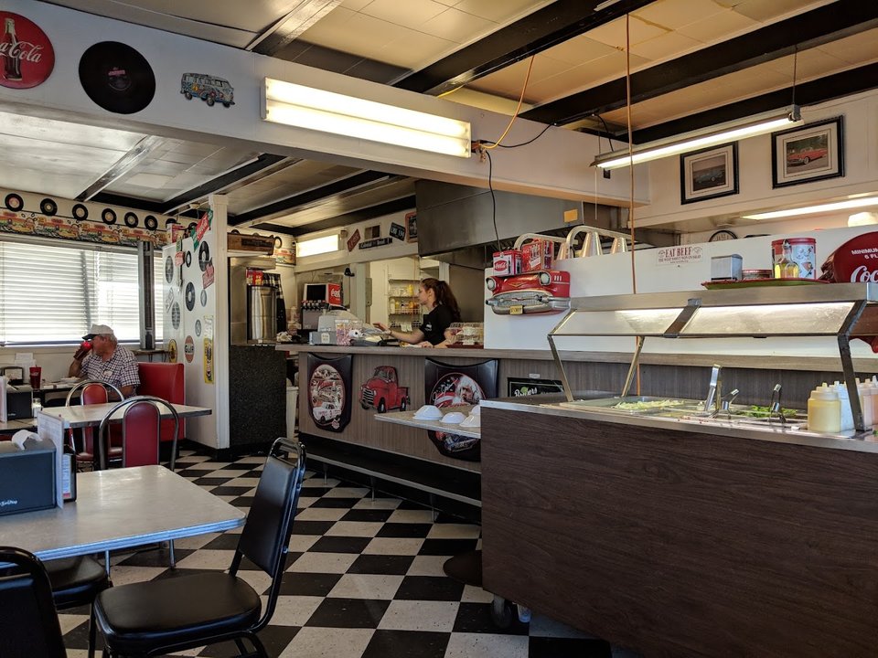 Front view of an American restaurant in Johnston.